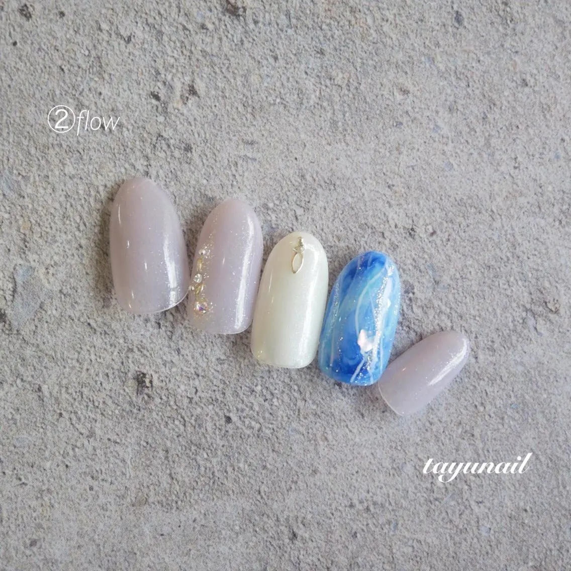 ネイル アートネイル ブルー フットネイル ジェルネイル パラジェル ネイルサロン 【たゆnail】のネイルデザイン
