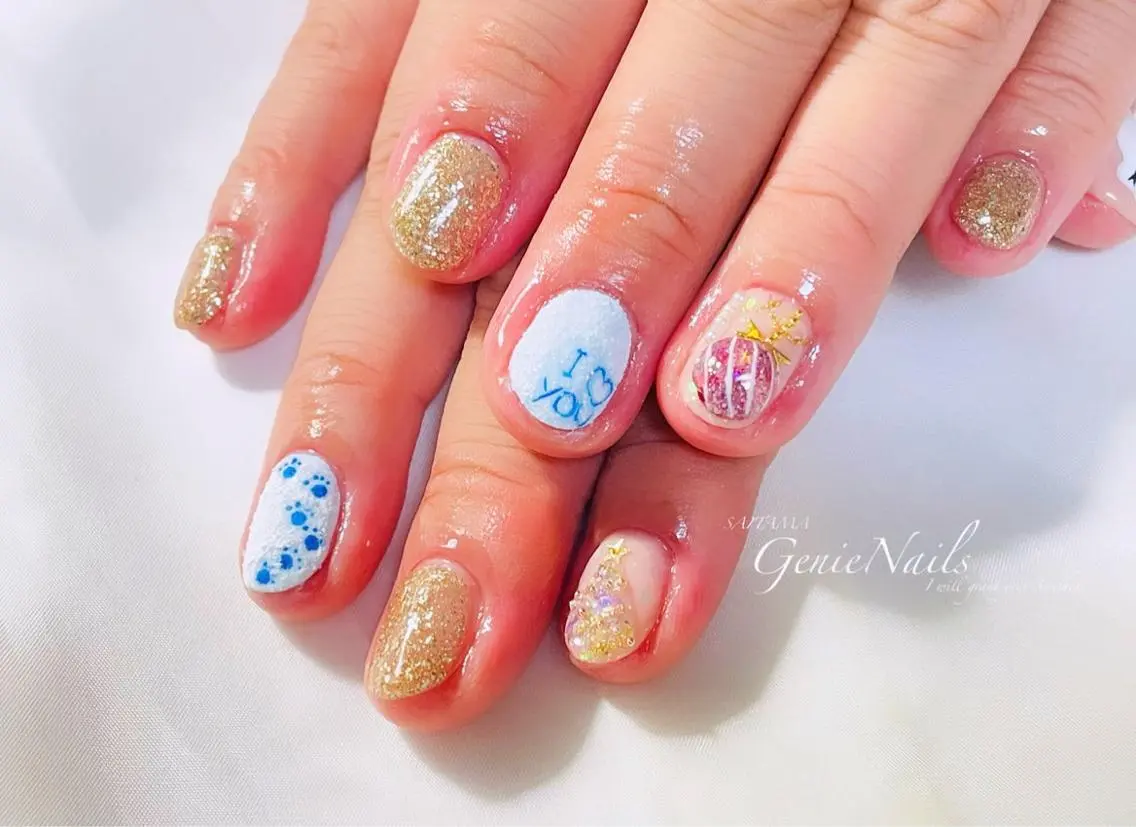 メンズ ネイル クリスマス フットネイル メンズネイル オフィスネイル ショートネイル Genie Nailsのネイルデザイン