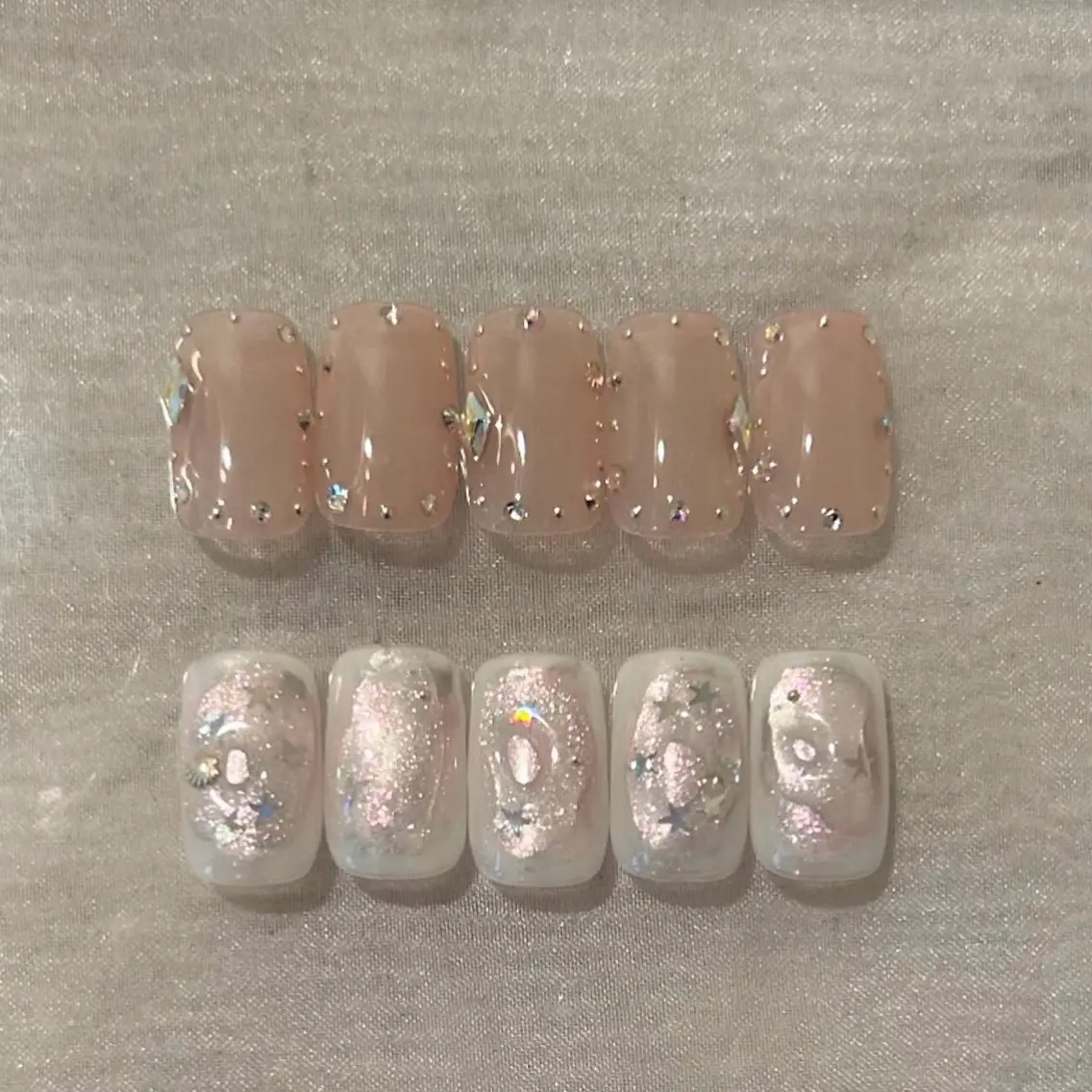 ネイル フレンチネイル ガーリー キラキラネイル 韓国ネイル ニュアンスネイル ハンドネイル ハンドケア lylynail YUUKAのネイルデザイン