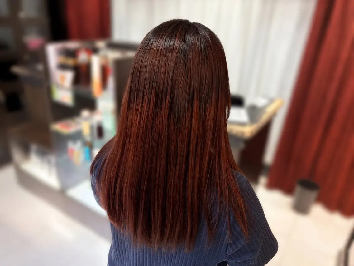 ロング レッドブラウン カット ヘアカラー トリートメント レイヤー/パーマ 🐼HARUKA🐼のヘアスタイル