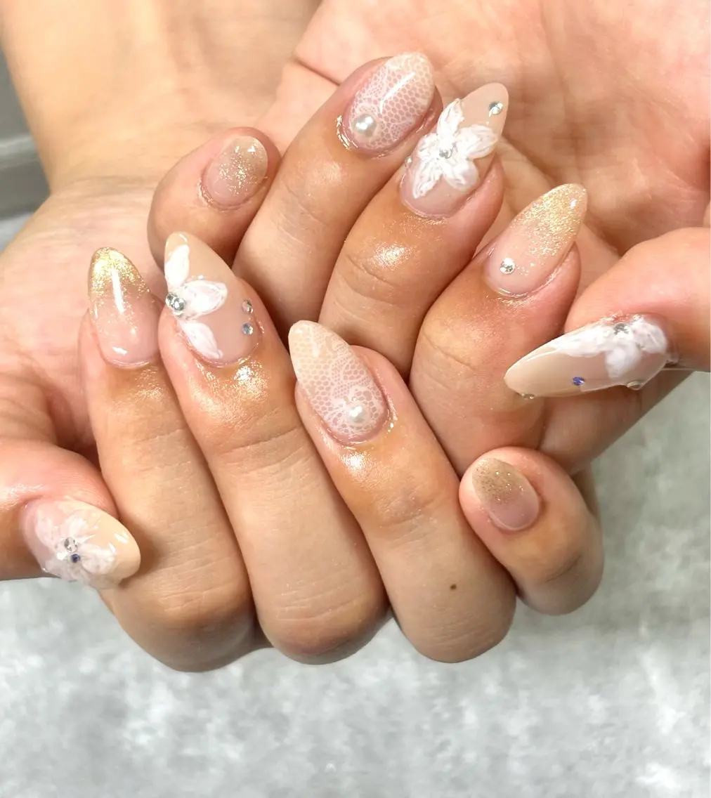 ネイル アートネイル ガーリー 持ち込み 夏ネイル Natsumi 【protea】のネイルデザイン