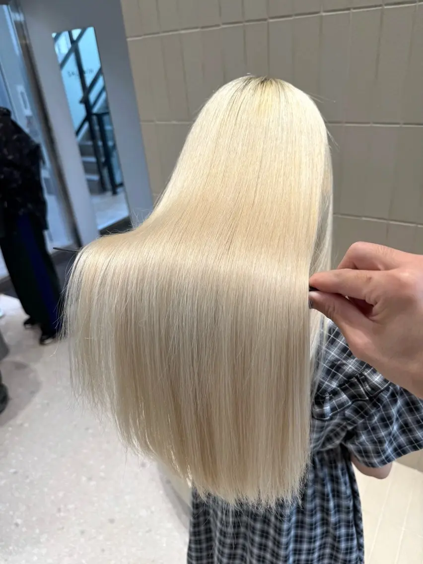 ロング パーマ ヘアアレンジ 伸ばしかけ ストレートパーマ 縮毛矯正 縮毛矯正/髪質改善/ ブリーチ毛/木元渓太のヘアスタイル