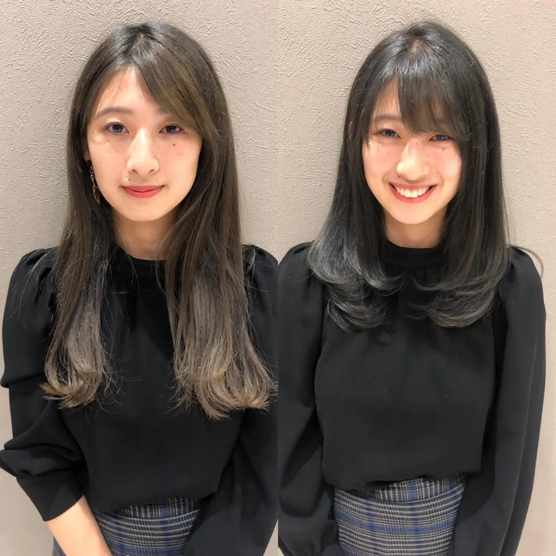 ミディアム カラー アッシュ アッシュグレー レイヤーカット ディレクター ノナカのヘアスタイル