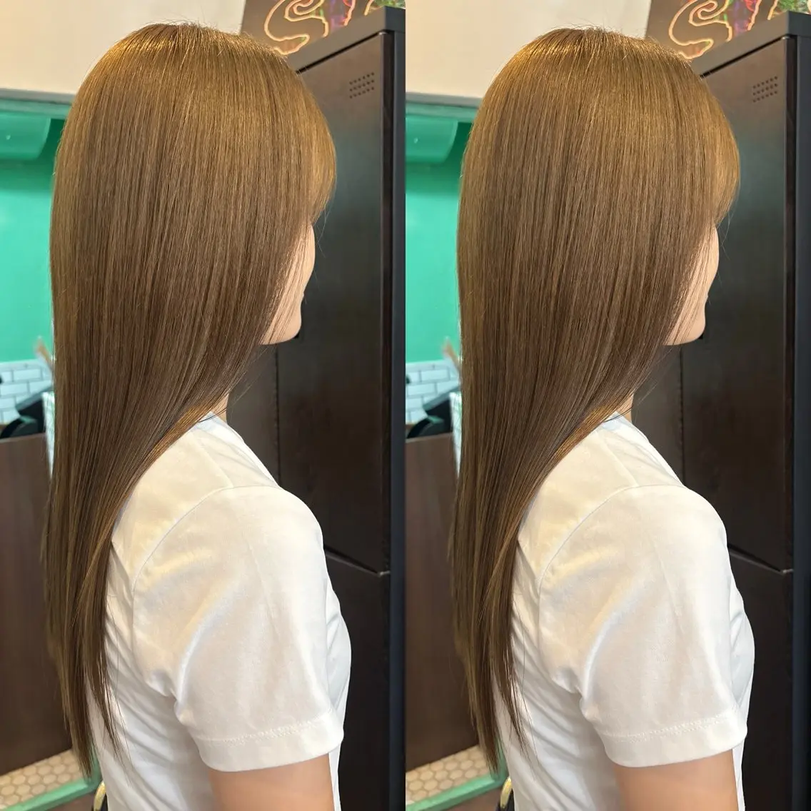 ロング カラー ベージュカラー ヘーゼル ヘアカラー トリートメント なんば、心斎橋🍓 ハイトーンnicoのヘアスタイル