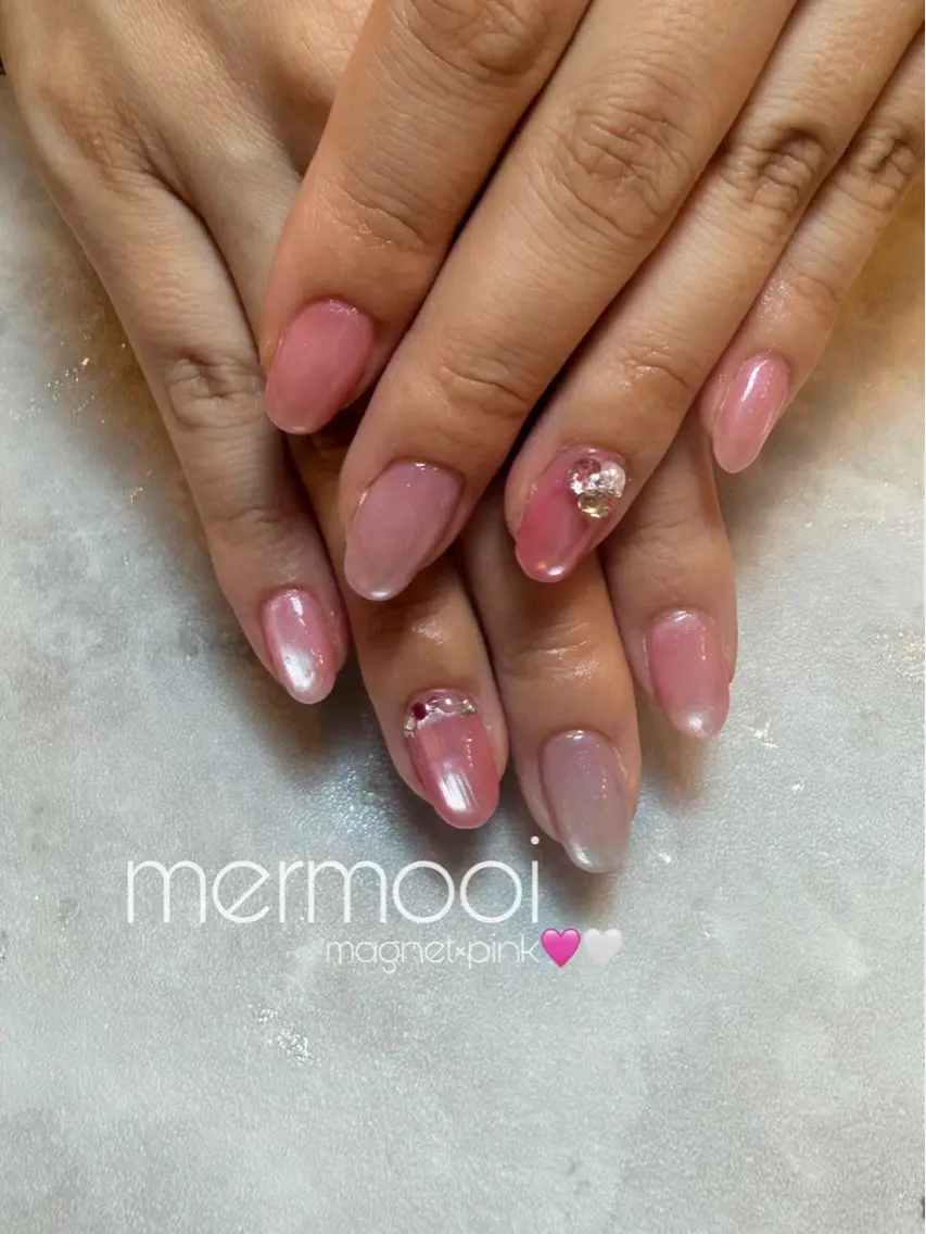 ネイル マグネットネイル ストーンネイル ハンドネイル mermooi nailのネイルデザイン