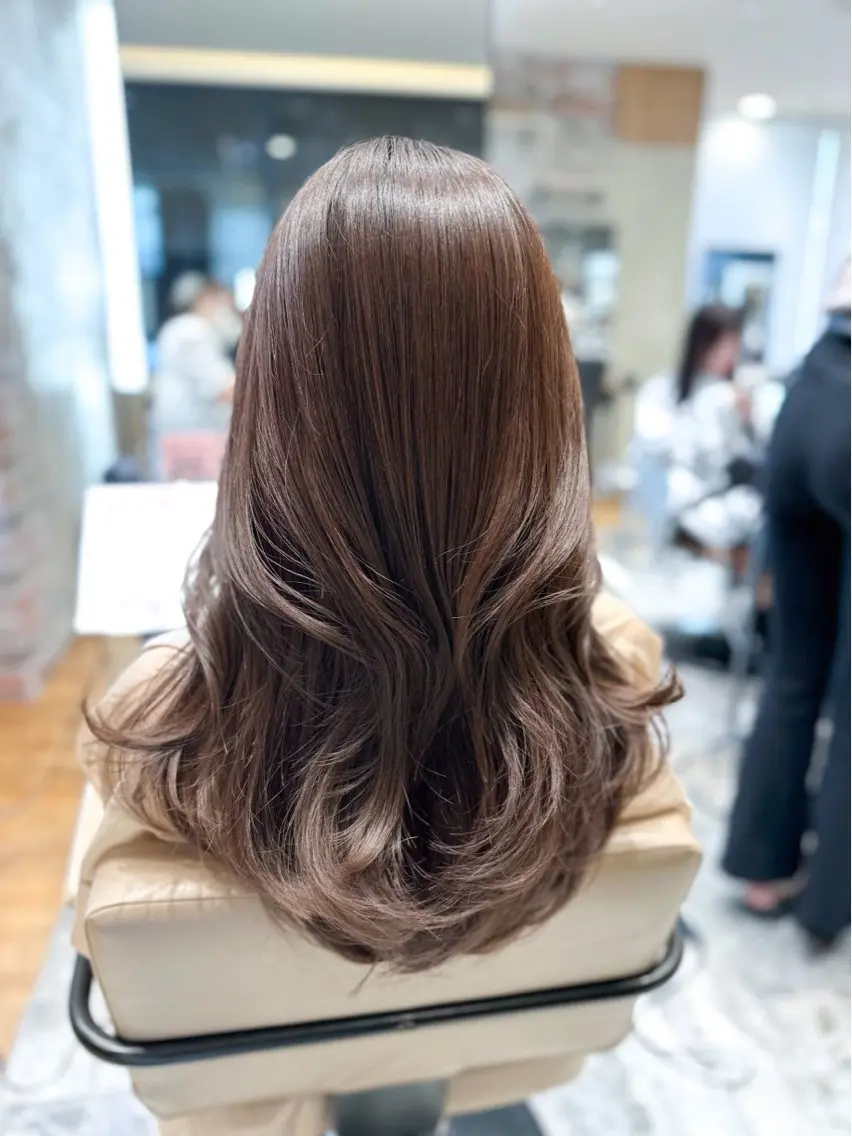 セミロング カラー ベージュカラー ブラウンカラー ブラウンベージュ くびれヘア 顔周りカット 顔周り/くびれヘア 韓国ヘア💕風間るなのヘアスタイル