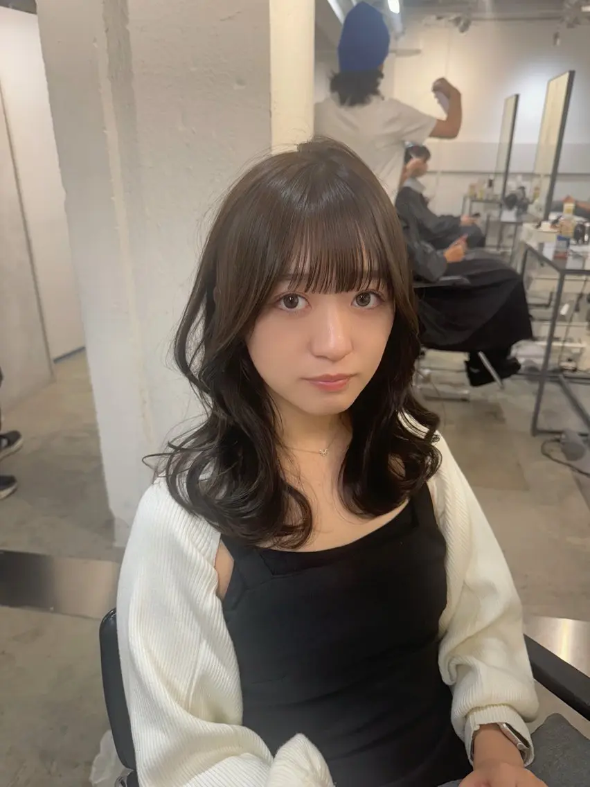 セミロング ヘアカラー トリートメント 新宿/顔周りカット +レイヤー＝しずく♩のヘアスタイル