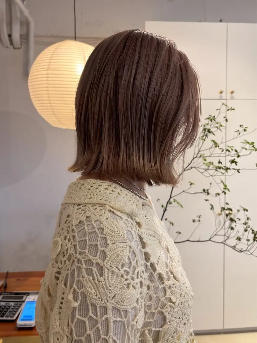 ミディアム カット ヘアカラー トリートメント 🍑透明感hair ・NENE🍑のヘアスタイル