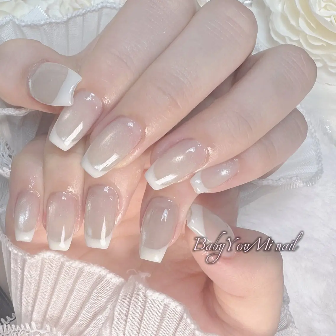 ネイル オーロラネイル 成人式 フットネイル フレンチネイル ジェルネイル ハンドネイル BabyYouMi nailのネイルデザイン