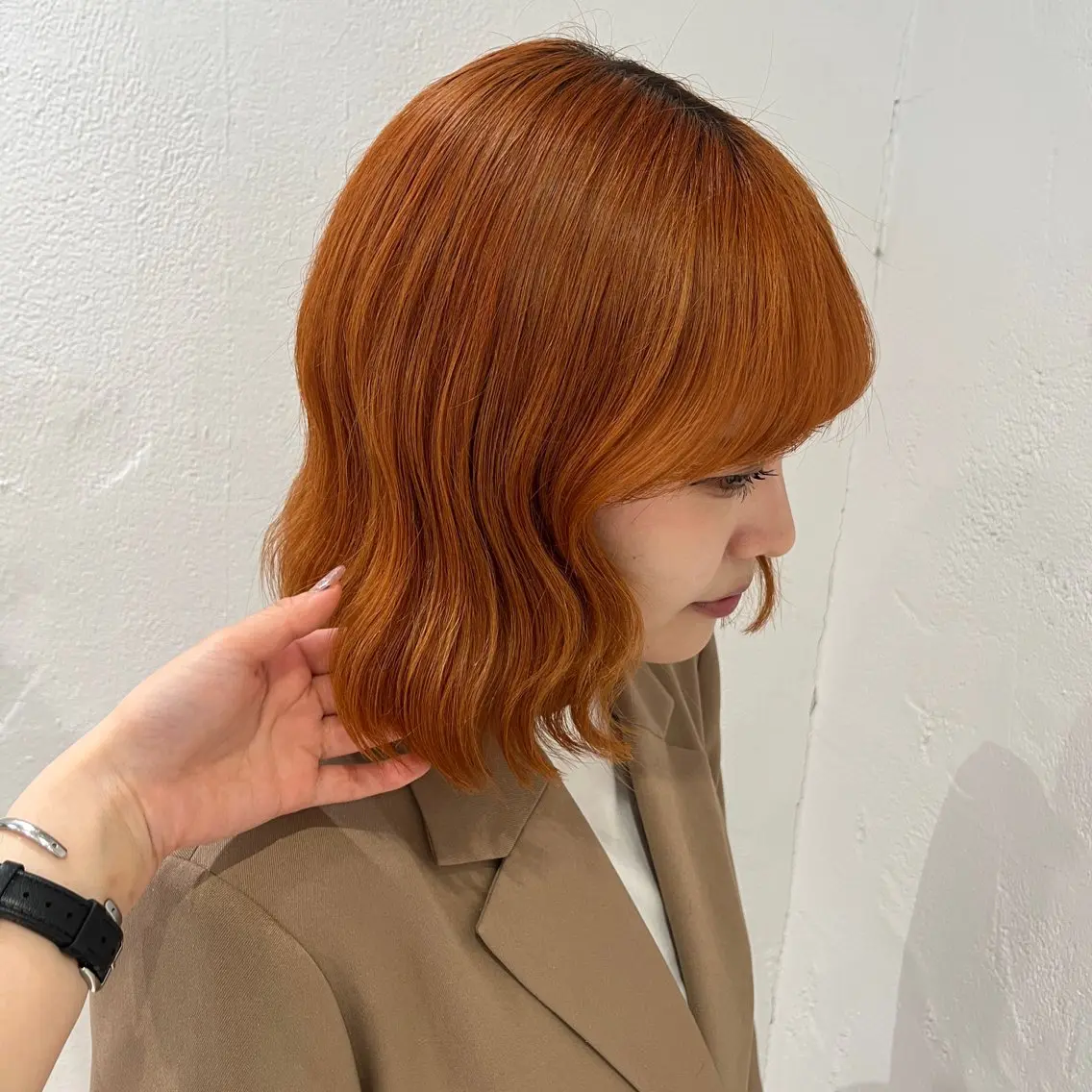 カラー ブロンド オレンジ ヘアカラー トリートメント Nagi /ヘアメ /艶カラー/メンズのヘアスタイル