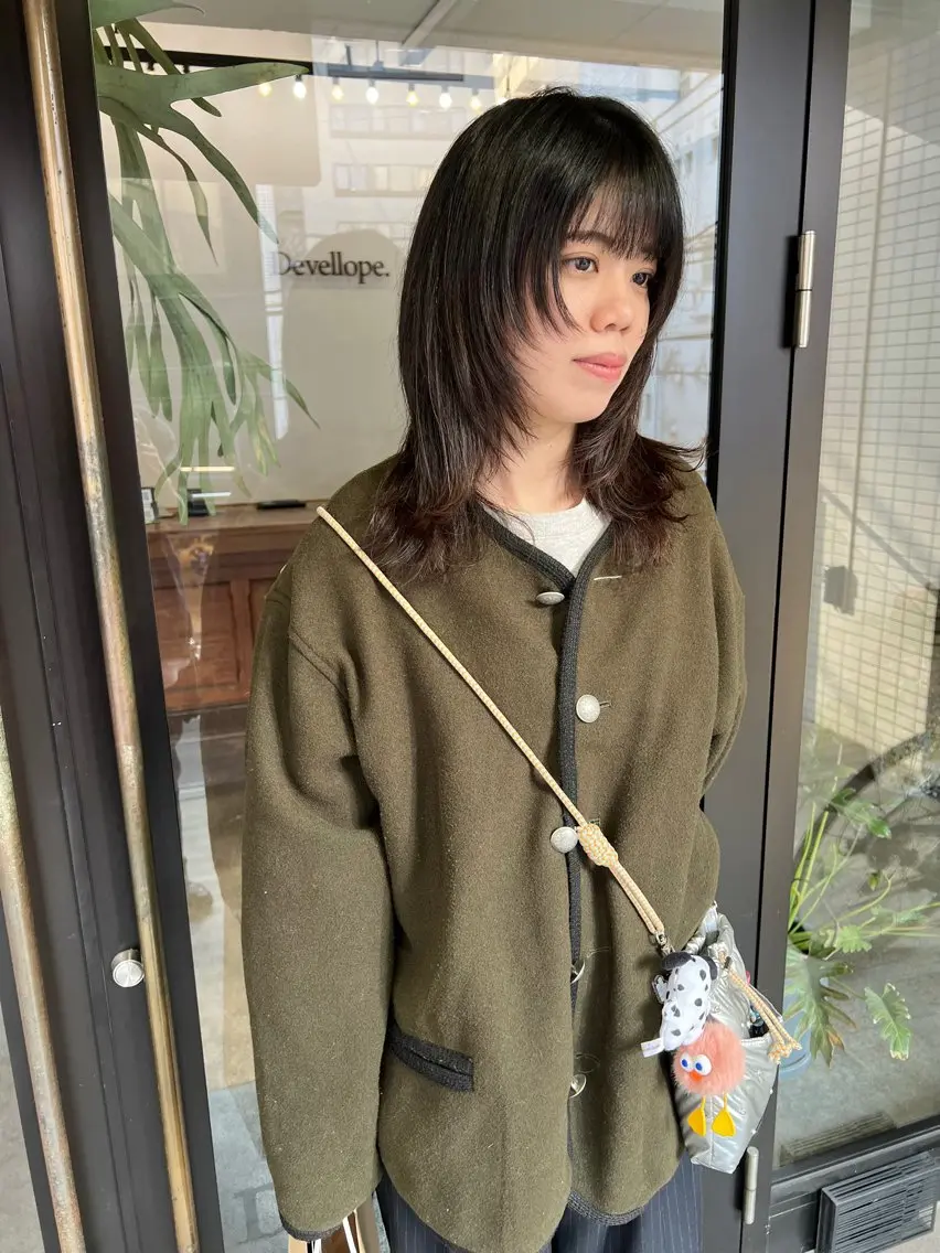 ミディアム カラー ミディアムレイヤー レイヤーカット ウルフカット カット ヘアカラー 千葉 郁也のヘアスタイル