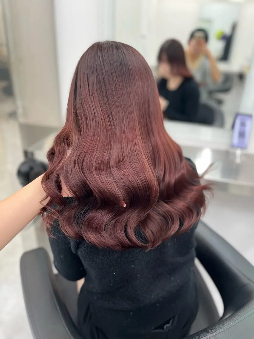 ロング ヘアカラー トリートメント ヘッドスパ ヘアセット 💗韓国暖色ヘア NO.1💗🪽のヘアスタイル