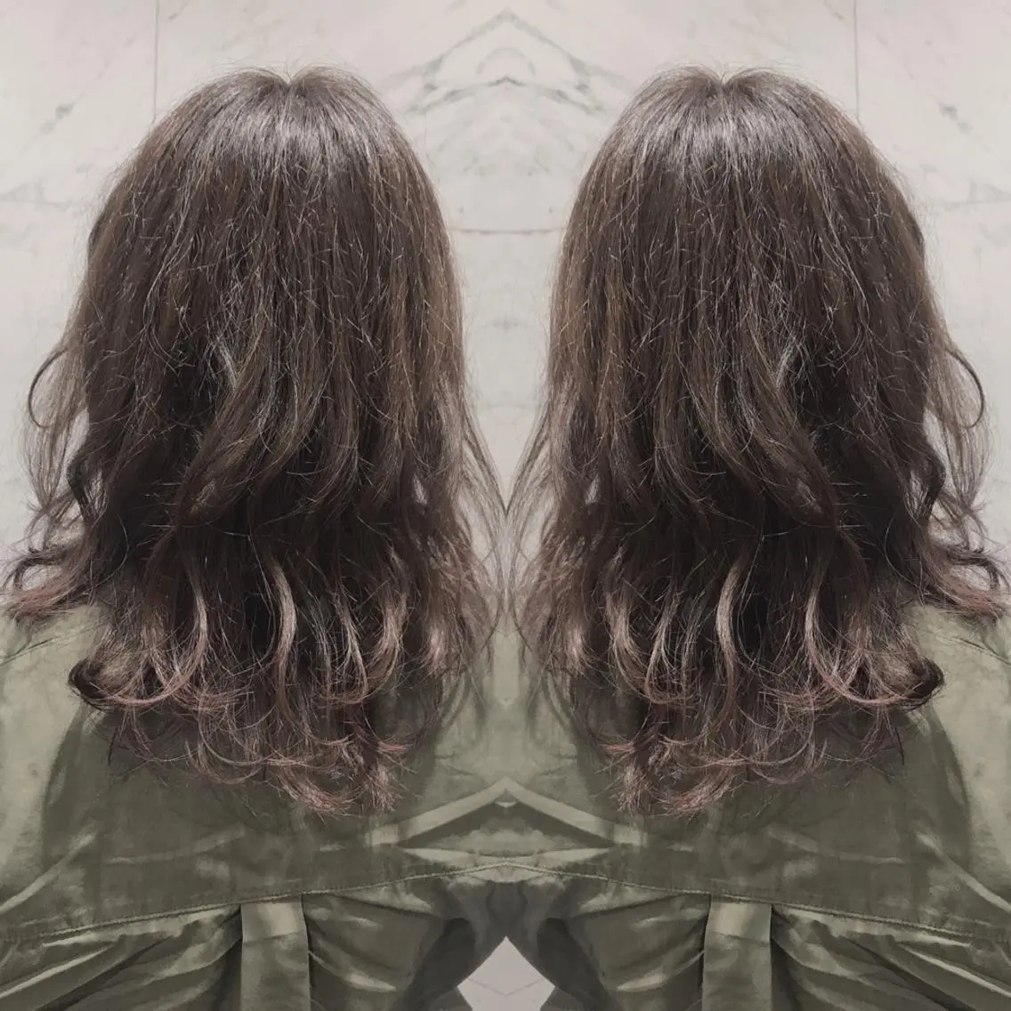 セミロング カラー ヘアカラー 重政 和樹のヘアスタイル
