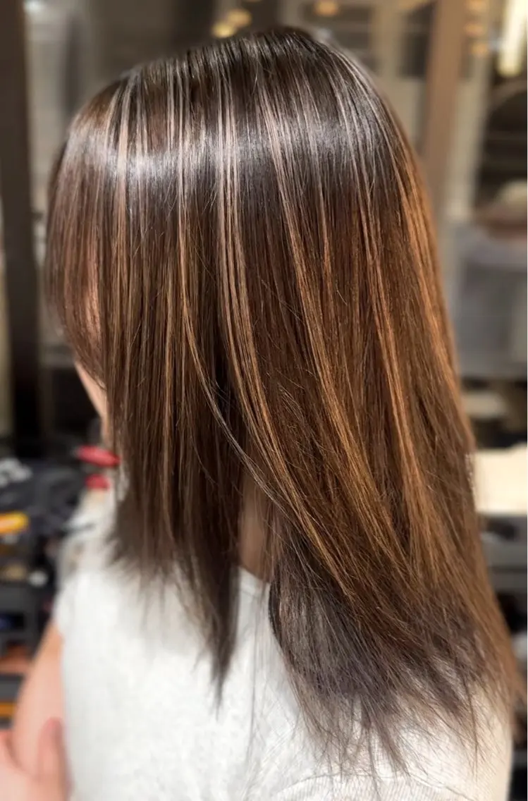 ロング カラー 透明感カラー デザインカラー ハイライトカラー ハイライト ヘアカラー 岡山ハイトーン/ 透明感カラー/赤木雅のヘアスタイル