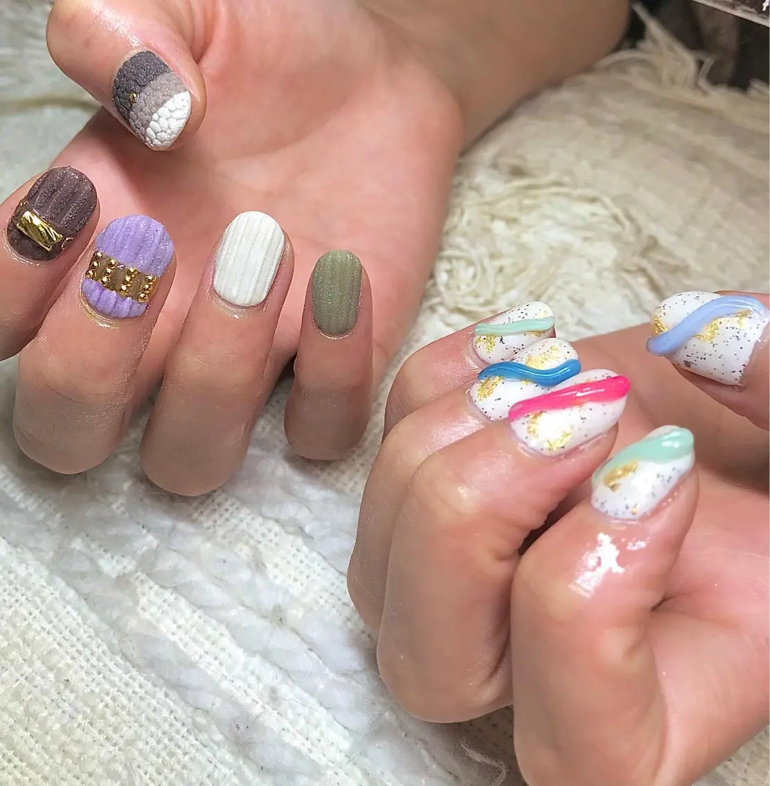 ショート カラー パーマ ヘアアレンジ メンズ キッズ ネイル マツエク・マツパ ニュアンスネイル ニュアンスパーマ el. by Aoのネイルデザイン