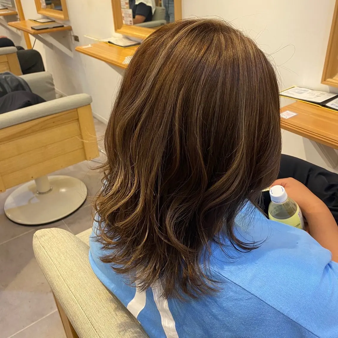 ミディアム カラー ハイライトカラー ハイライト 倉垣 唯のヘアスタイル