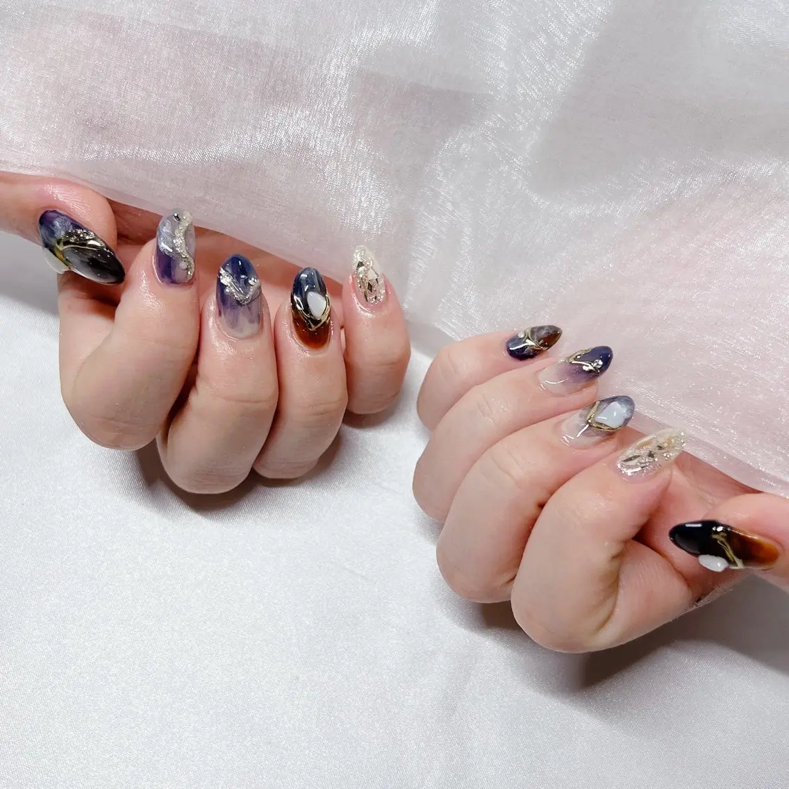 ネイル ジェルネイル 韓国ネイル ラメ(グリッター) マグネットネイル 持ち込み ハンドネイル nail salon Rewardのネイルデザイン