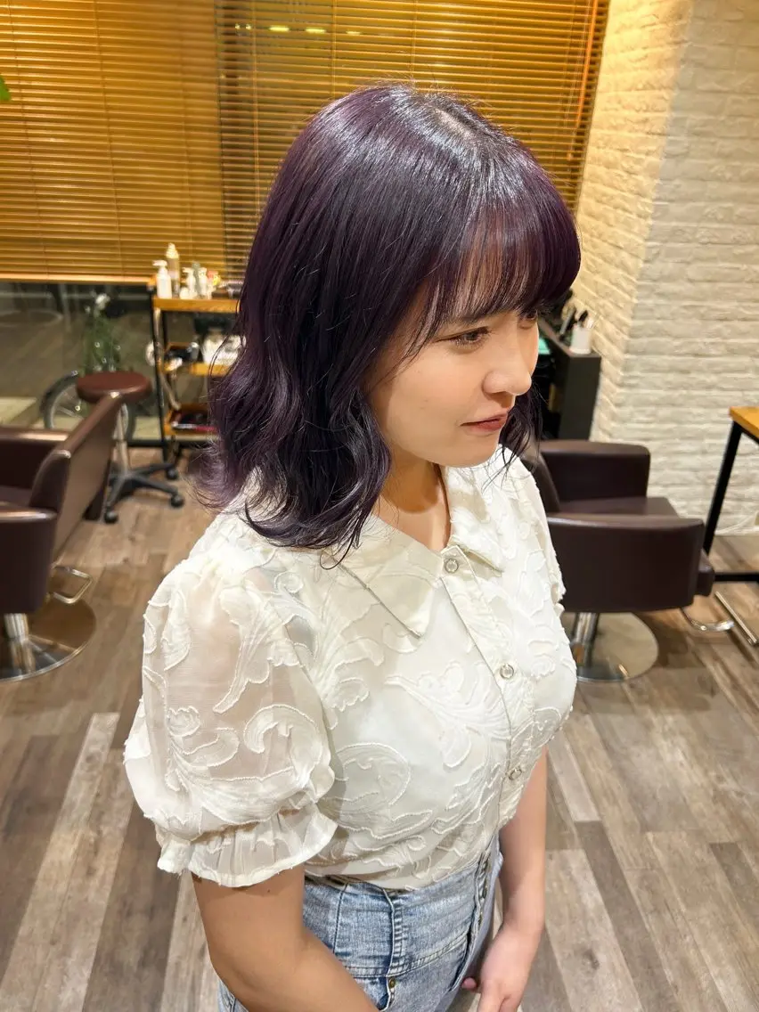 ミディアム カラー パープルカラー 高野 愛子のヘアスタイル