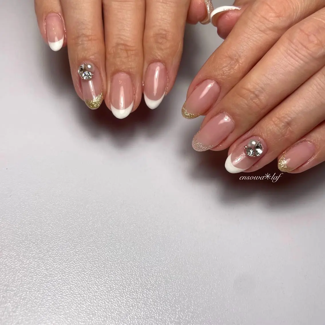ネイル フレンチネイル ラメ(グリッター) ensowa✱laf NAILのネイルデザイン