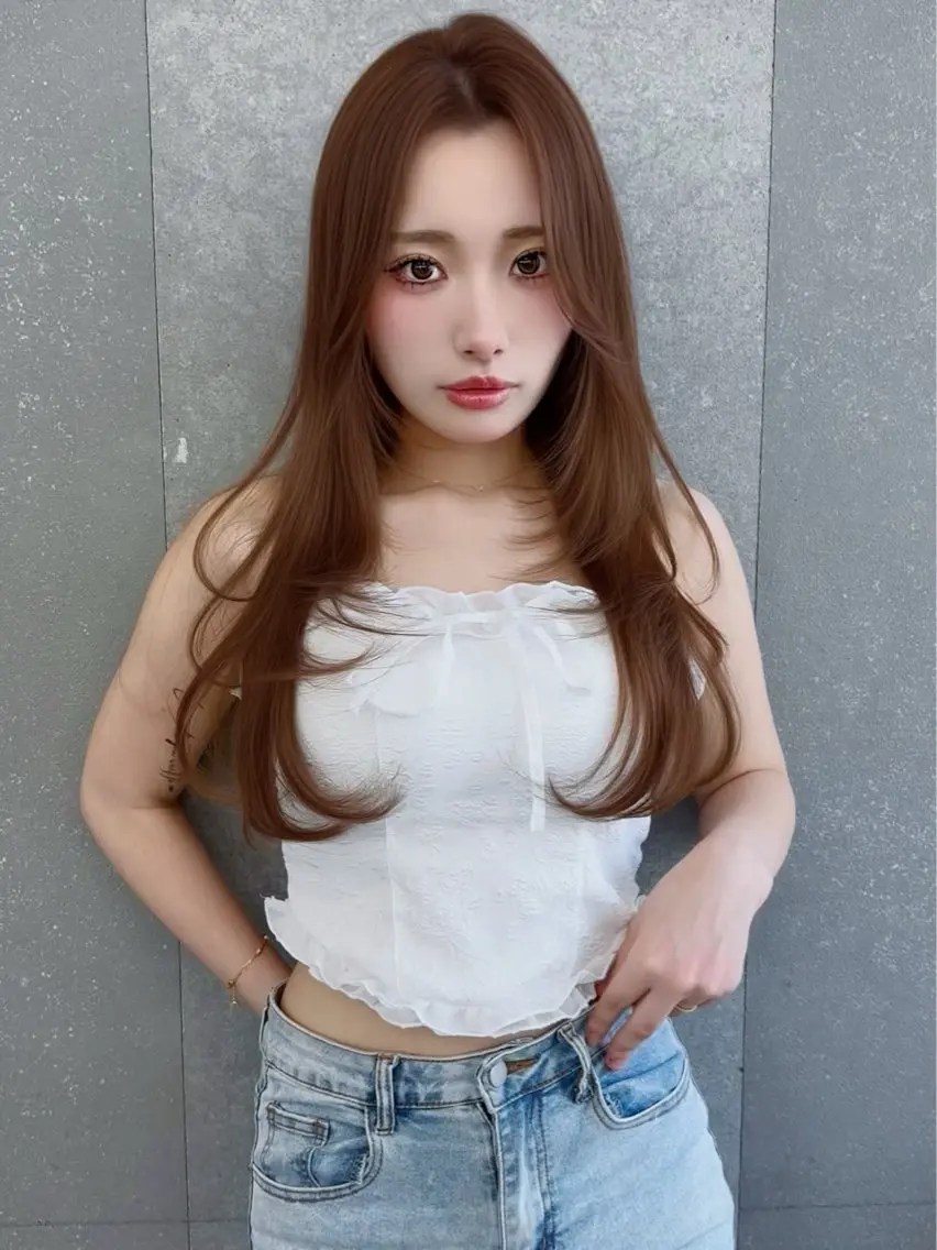 ロング カラー ブリーチ ブリーチなしカラー 髪質改善 レイヤーカット 縮毛矯正 カット ヘアカラー トリートメント 【博多髪質改善】 吉村 清志のヘアスタイル