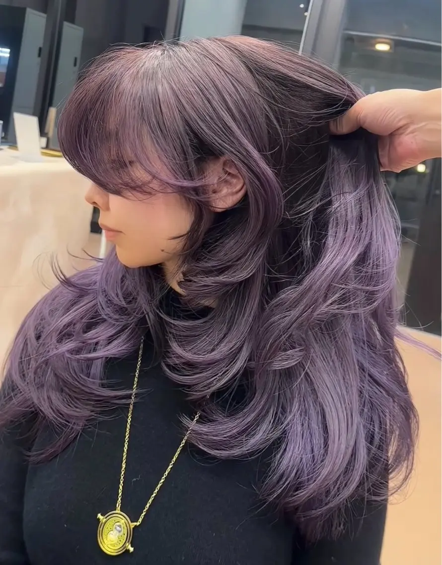 ロング ハッシュカット 韓国風ヘア レイヤーカット kouji メンズバレイヤージュのヘアスタイル