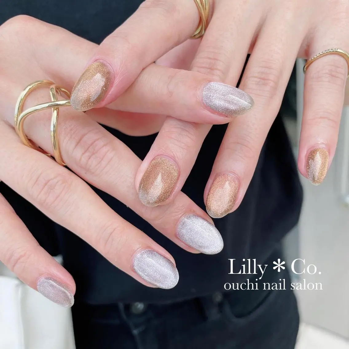 ネイル ジェルネイル マグネットネイル ワンカラーネイル 冬ネイル ハンドネイル ハンドケア Lilly Co.のネイルデザイン