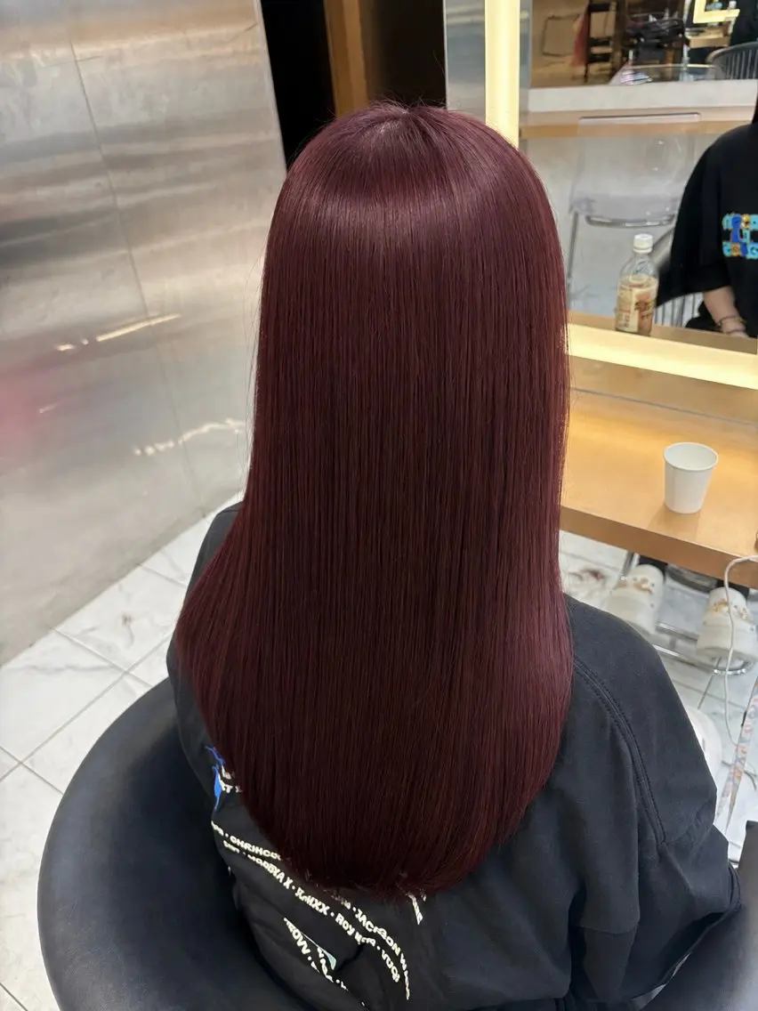 ロング ヘアカラー トリートメント ハッシュカット 暖色カラー/伊藤菜月のヘアスタイル