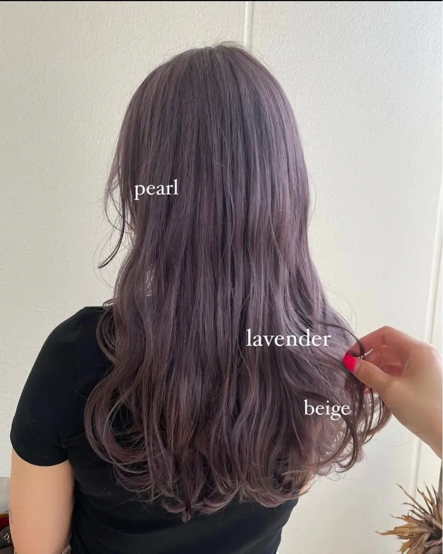 ロング カラー ヘアアレンジ ベージュカラー ラベンダーカラー ラベンダーベージュ 《暖色/韓国hair 》🇰🇷桑原ユキネのヘアスタイル