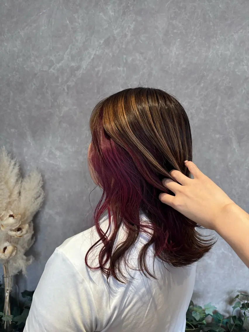ミディアム カラー インナーカラー ヘアカラー radiant/泉南 nakamura🌹のヘアスタイル
