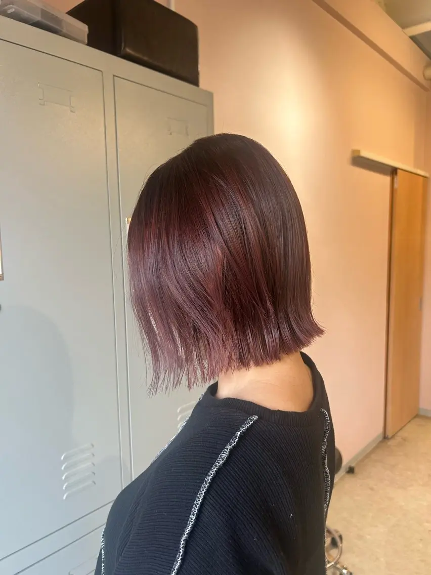ショート カラー ベージュカラー ピンクカラー ピンクベージュ ボブ カット ヘアカラー トリートメント 🌙似合わせカット ⭐️ハイトーンボブのヘアスタイル