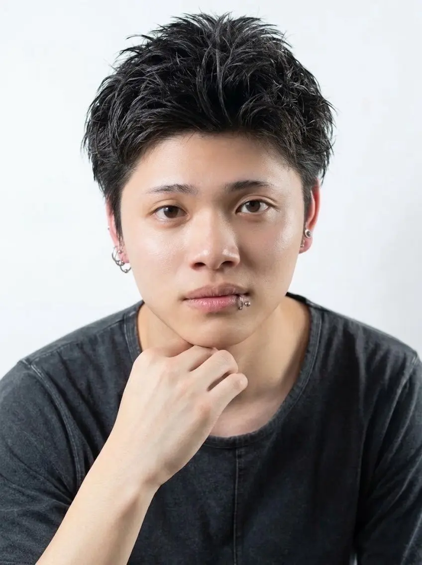 ショート メンズ アップバング 顔周りカット ショートヘア Ryu biのヘアスタイル