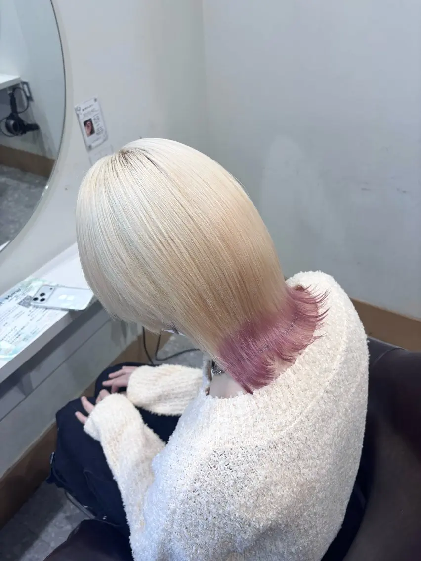 ミディアム カラー ヘアカラー トリートメント ヘッドスパ 【ハイトーン特化】 🦋森山陽向/大宮のヘアスタイル