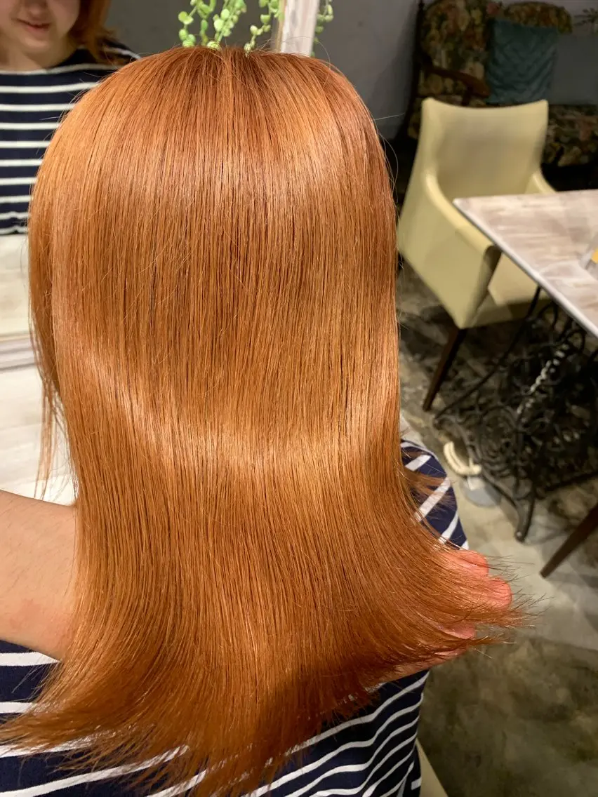 カラー ベージュカラー ブリーチ オレンジ オレンジベージュ マンツーマン 半個室サロン中田大喜のヘアスタイル