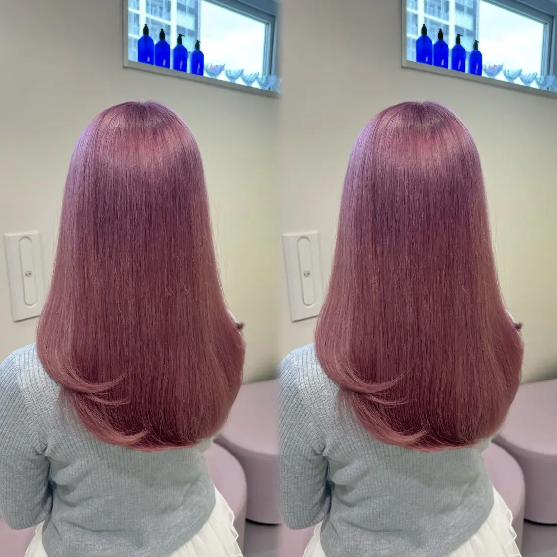 ロング カラー ブリーチ ピンクカラー カット ヘアカラー ozaki renaのヘアスタイル