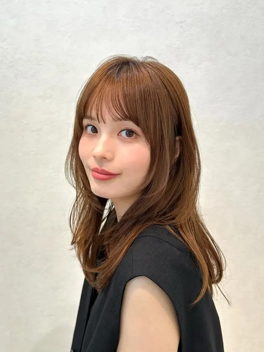 セミロング カラー パーマ kazuki【顔周り ×レイヤーカット】のヘアスタイル