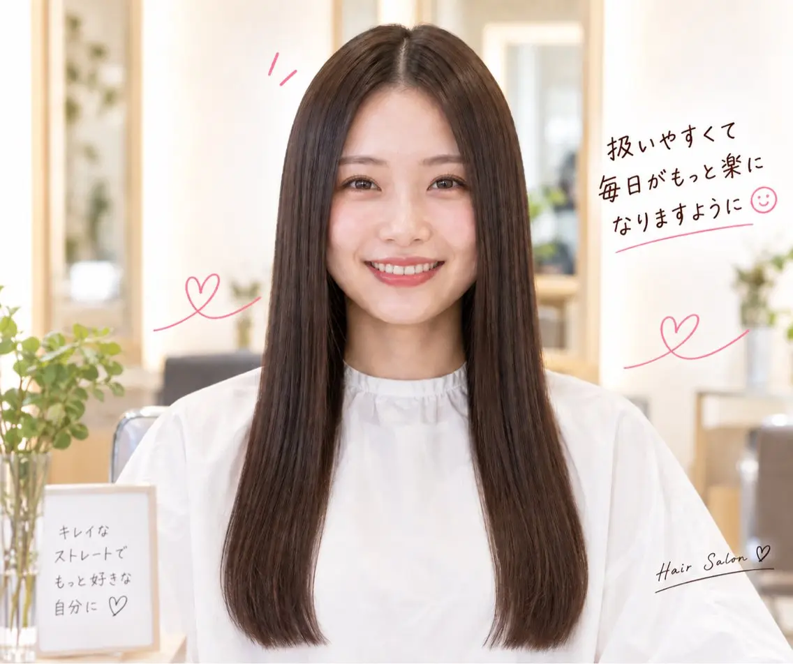 ロング カット 縮毛矯正 トリートメント 宇賀 芹加のヘアスタイル