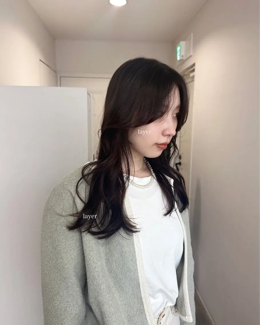 ロング カット トリートメント 透明感カラー/顔周り レイヤー/髪質改善のヘアスタイル
