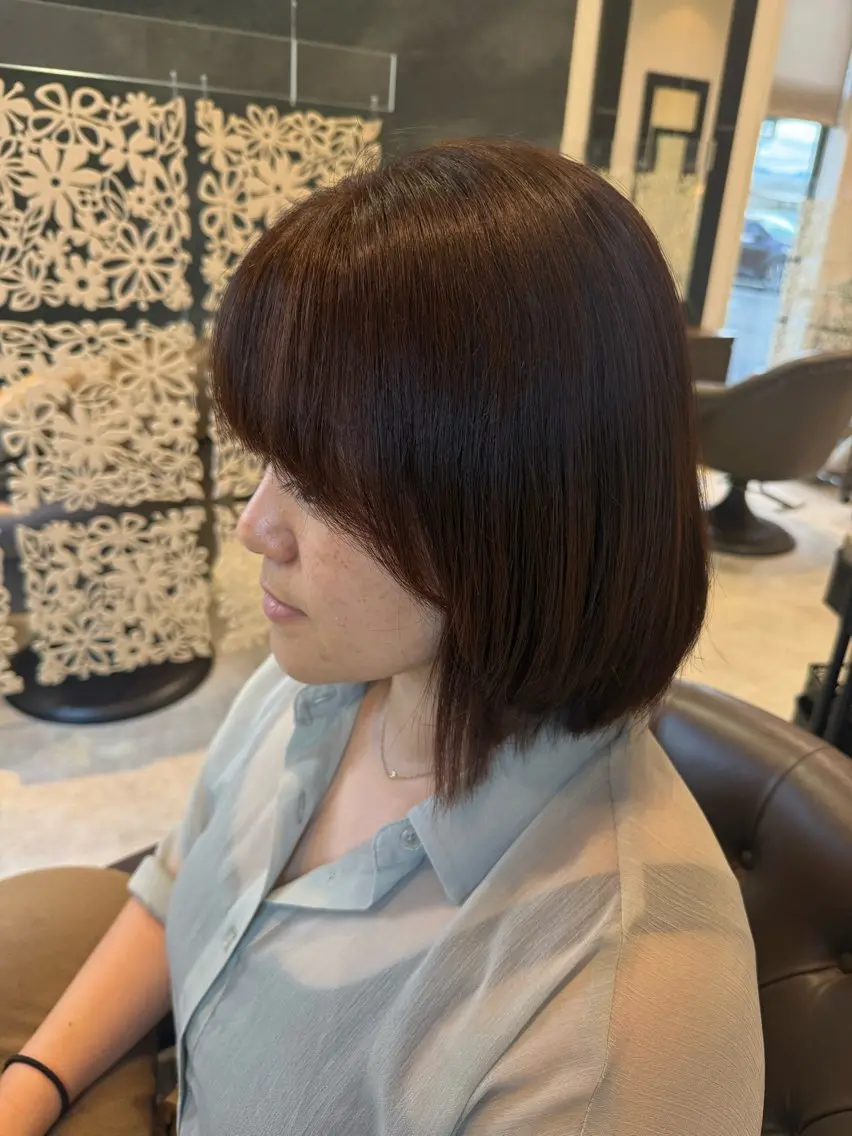 ミディアム ミディアムパーマ くびれヘア カット ヘアカラー パーマ 縮毛矯正 トリートメント ヘッドスパ 下門 紗栄のヘアスタイル