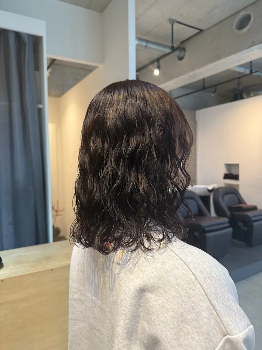 ミディアム 🌿朝5分でお洒落 パーマスタイル🌿のヘアスタイル