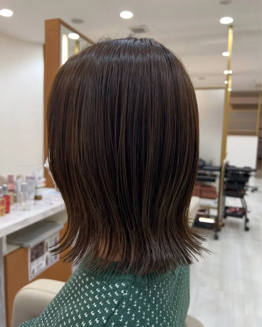 ミディアム ボブ 外ハネヘア カット ヘアカラー ✨ナチュラル✨ 佐藤隆志のヘアスタイル