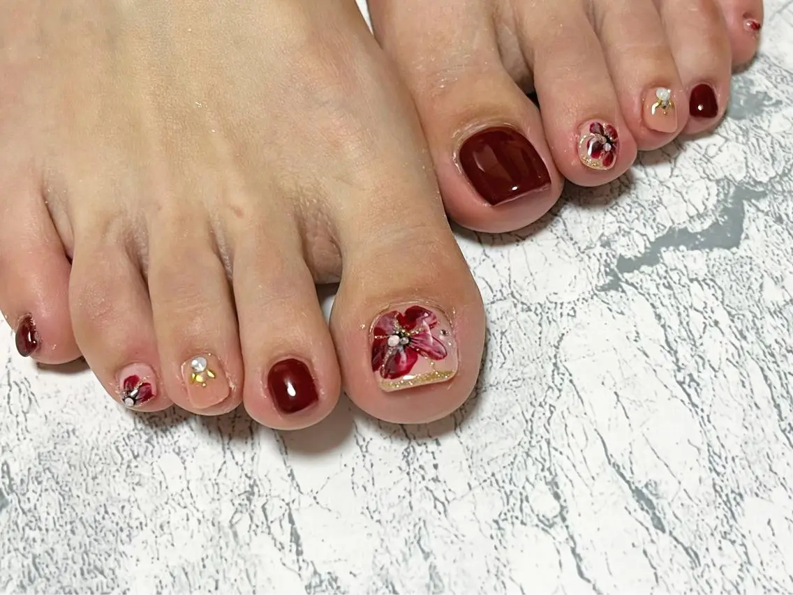 ネイル フラワーネイル フットネイル ニュアンスネイル シンプルネイル 春ネイル nail fufla ♡yamane♡のネイルデザイン