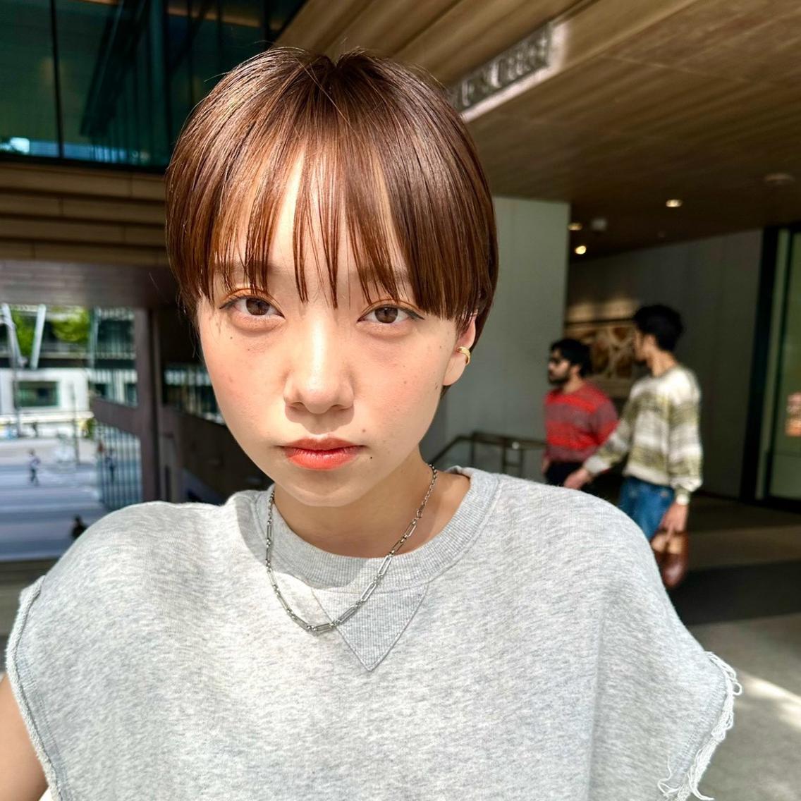 ショート カラー ブラウンカラー ショートヘア カット ヘアカラー 骨格診断で絶対可愛い ✨丸みショート✨凌弥のヘアスタイル