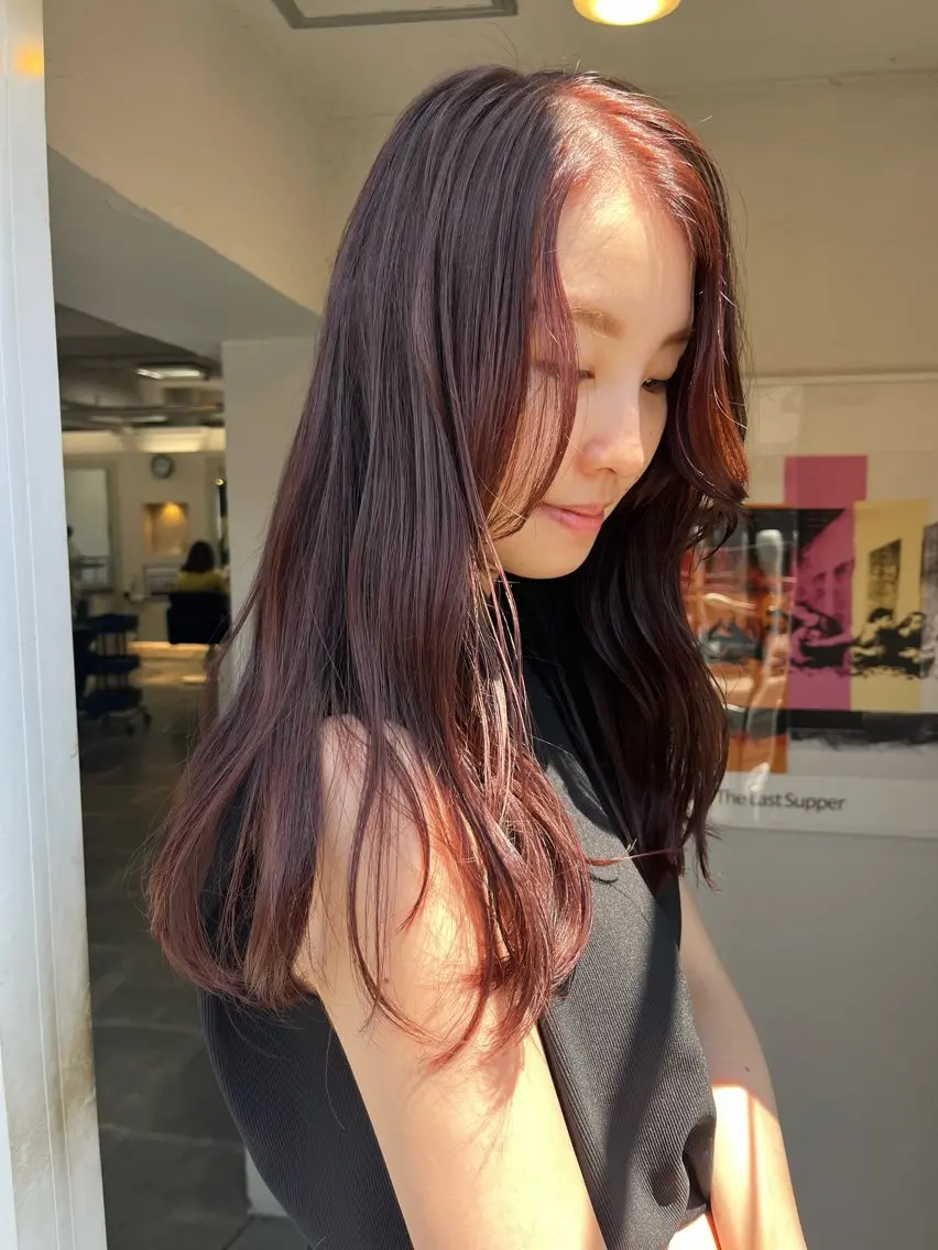 ロング カラー ヘアアレンジ アディクシーカラー ブラウンカラー ラベンダーカラー ピンクカラー ピンクブラウン 眠れるヘッドスパ✨ chacoのヘアスタイル
