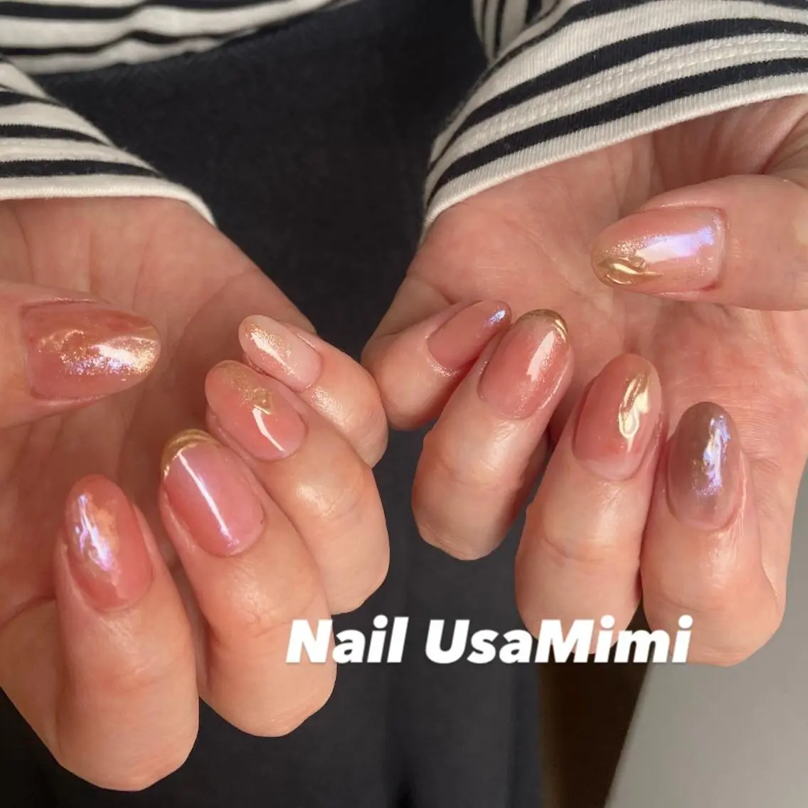 ネイル フットネイル ジェルネイル マグネットネイル 持ち込み ニュアンスネイル 本町ネイルNail UsaMimiのネイルデザイン