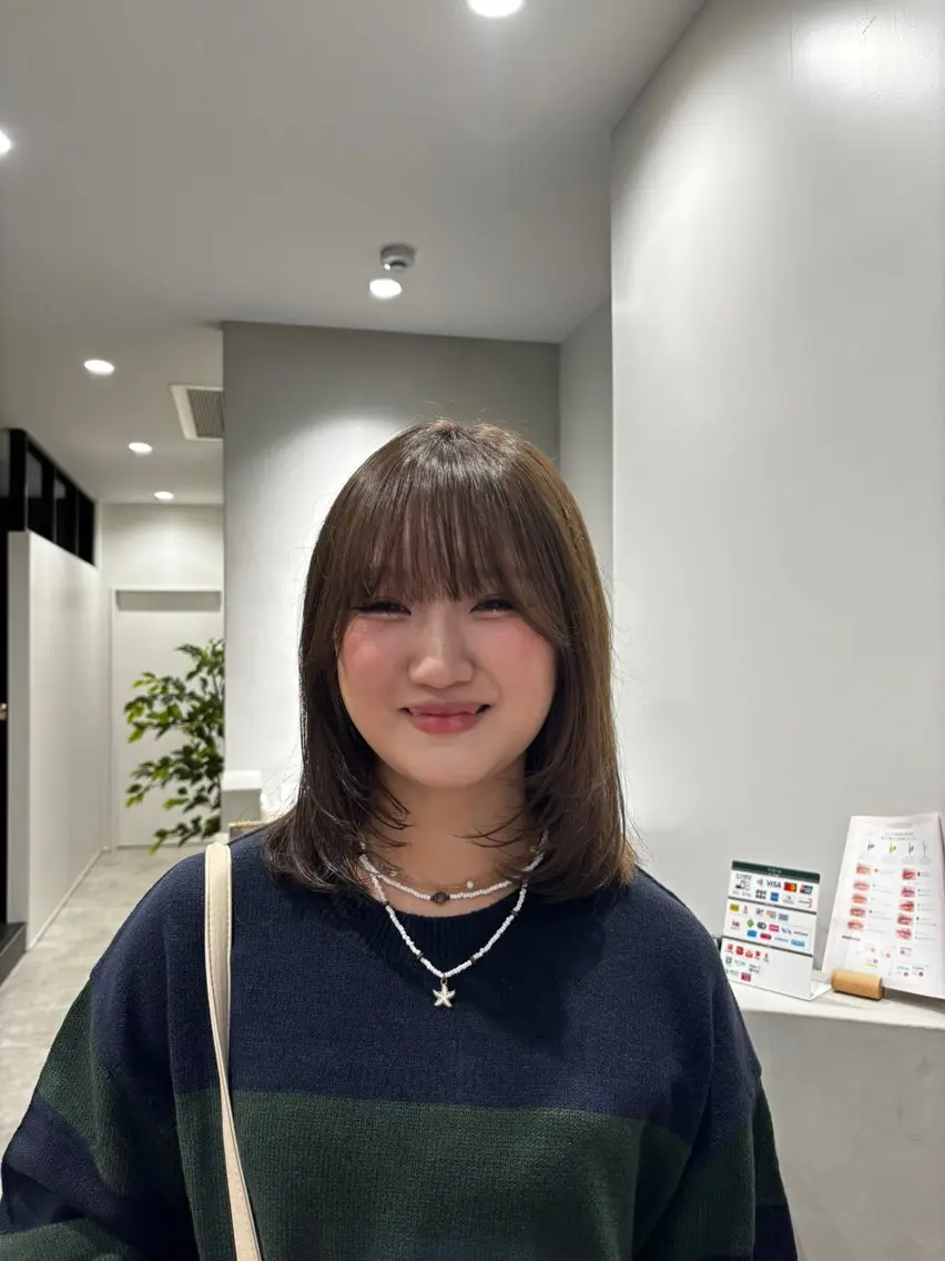 ミディアム カラー ブリーチ 透明感カラー オレンジ ヘアカラー トリートメント 藤沢|艶カラー・ 酸性縮毛🫧ももかのヘアスタイル