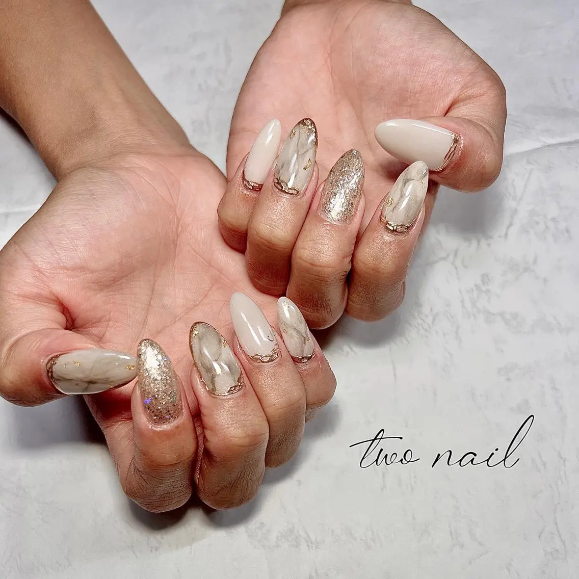 ネイル アートネイル フットネイル ハート 大理石ネイル(マーブル) ニュアンスネイル two nailのネイルデザイン