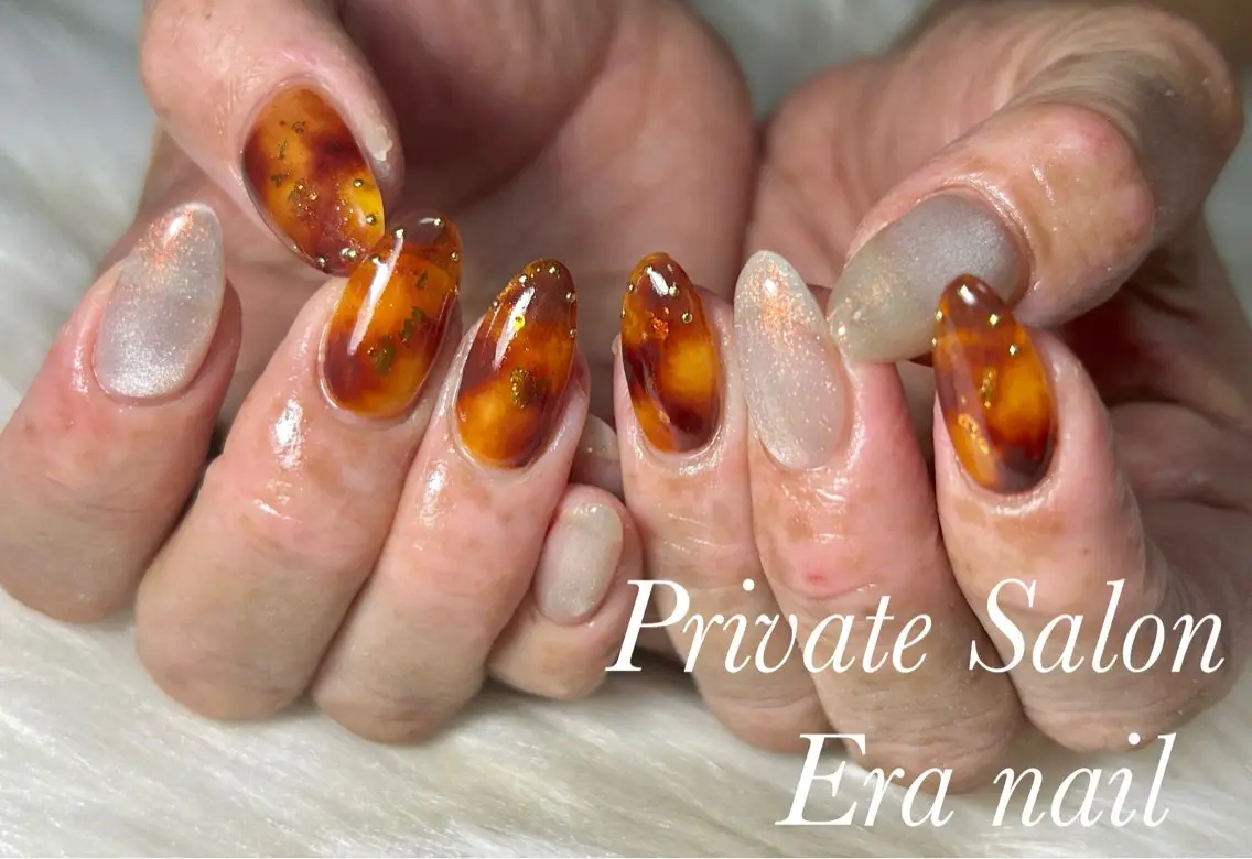 ネイル べっ甲ネイル ハンドネイル Era nailのネイルデザイン