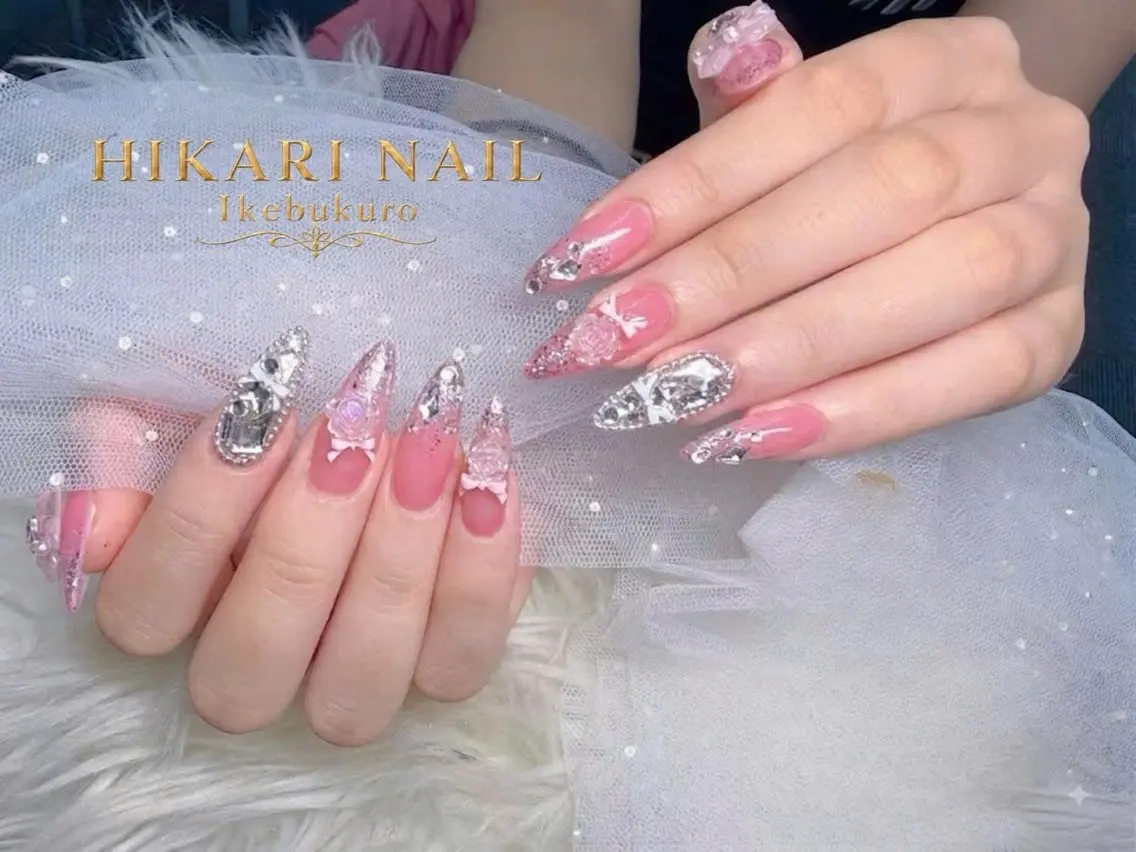 ネイル チークネイル 長さ出し フレンチネイル ガーリー ハロウィン ハンドネイル HikariNail Ikebukuroのネイルデザイン
