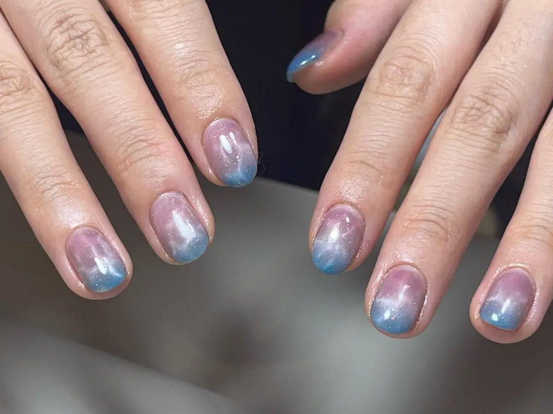 ネイル フレンチネイル ガーリー ガラスフレンチ 韓国ネイル ロングネイル ハンドネイル Venus nail チップ長さだし専門店のネイルデザイン