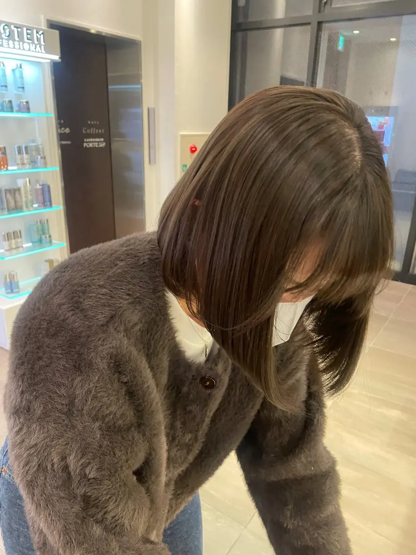 ミディアム カラー ブリーチ 透明感カラー ブリーチなしカラー 韓国・透明感カラー /堀江/みずき🐩のヘアスタイル